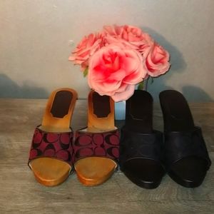 Black and Tan Wooden Heels/ Clogs